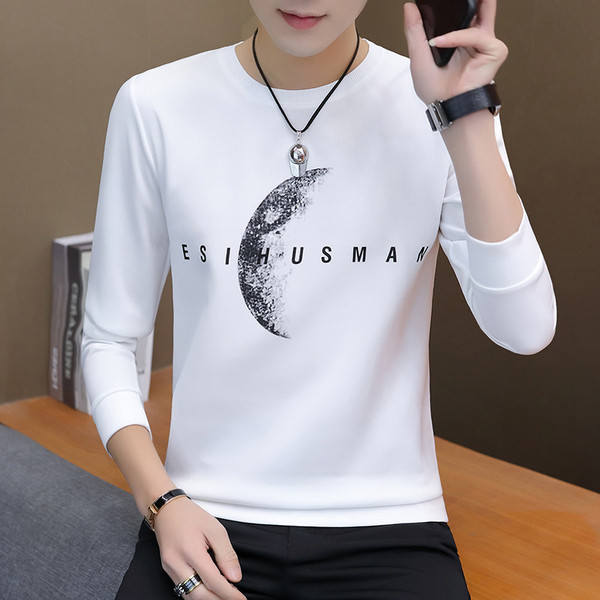 Bluză casual pentru bărbați, cu decolteu rotund și mâneci lungi