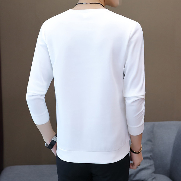 Bluză casual pentru bărbați, cu decolteu rotund și mâneci lungi