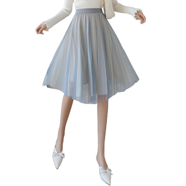 Fusta casual dama cu talie elastica si tul