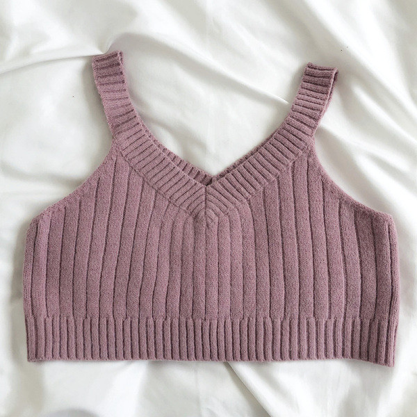 Bustiera de dama scurta tricotata cu bretele late