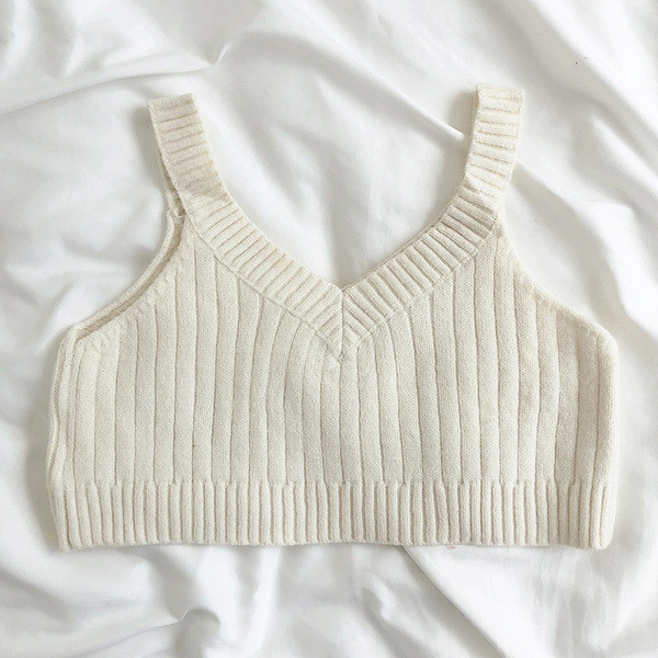 Bustiera de dama scurta tricotata cu bretele late