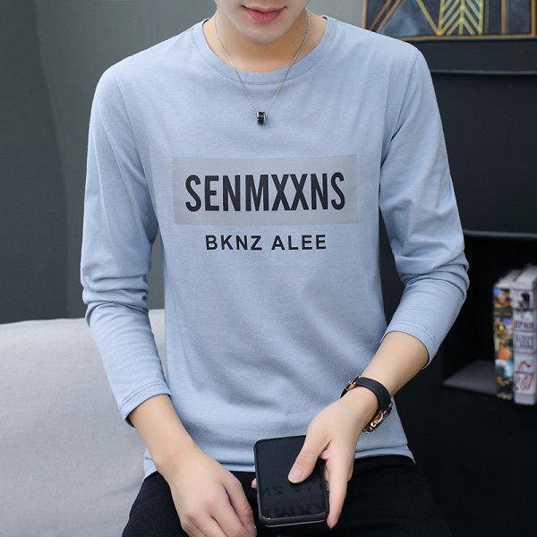 Bluză casual pentru bărbați cu decolteu rotund și mâneci lungi