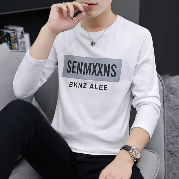 Bluză casual pentru bărbați cu decolteu rotund și mâneci lungi