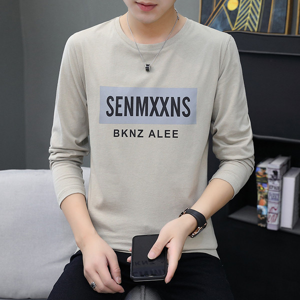 Bluză casual pentru bărbați cu decolteu rotund și mâneci lungi