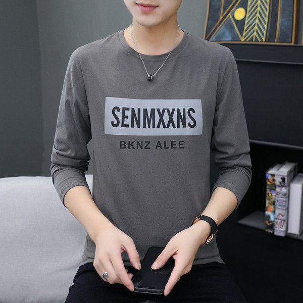 Bluză casual pentru bărbați cu decolteu rotund și mâneci lungi