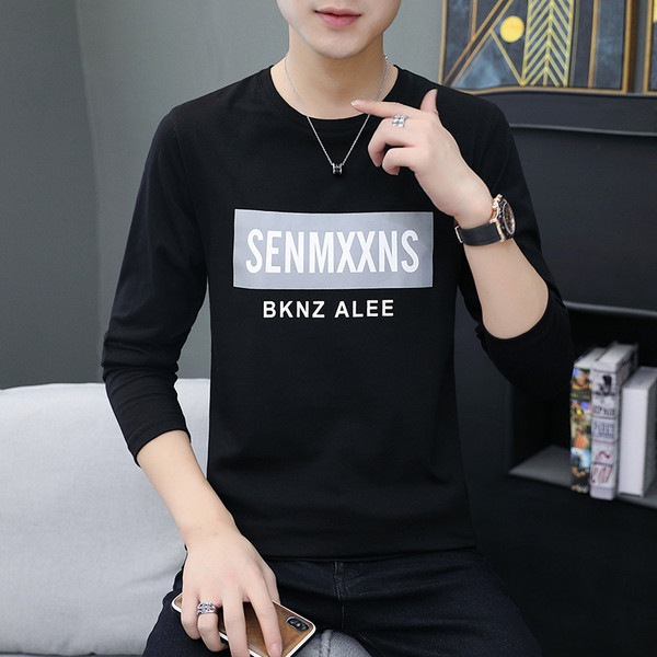 Bluză casual pentru bărbați cu decolteu rotund și mâneci lungi