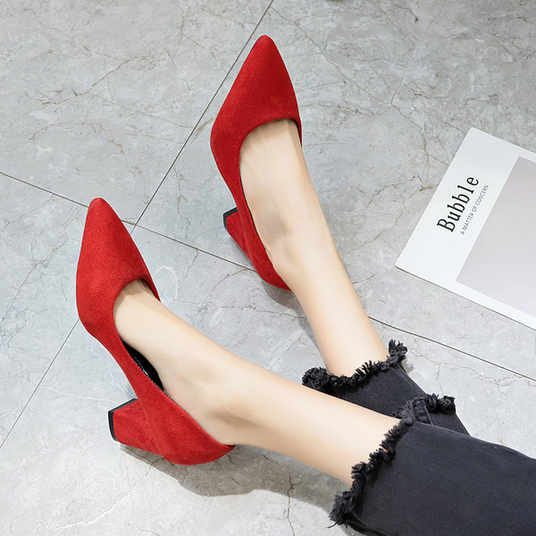 Pantofi casual de dama din piele intoarsa ecologica model ascutit cu toc mic