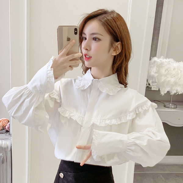 Cămașă modernă de damă cu guler clasic și mâneci largi