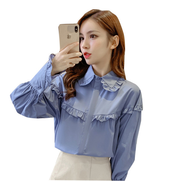 Cămașă modernă de damă cu guler clasic și mâneci largi