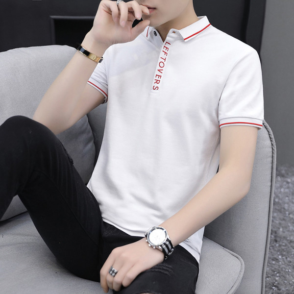 Tricou actual pentru bărbați cu guler clasic și mâneci scurte