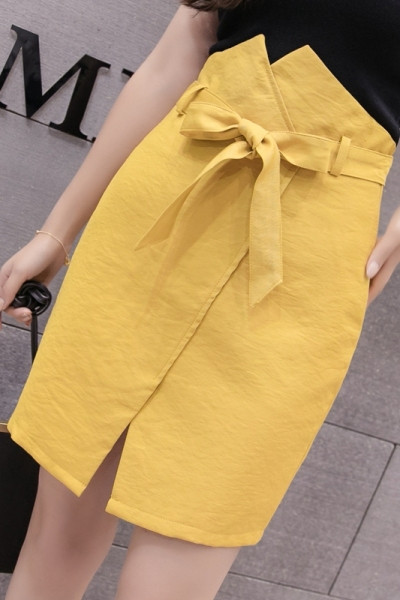 Uue mudeli kõrge vöökoha ja paelaga naiste seelik