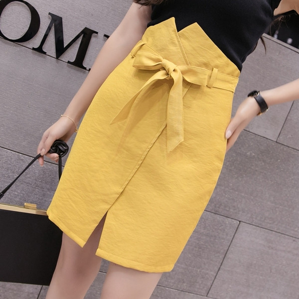 Uue mudeli kõrge vöökoha ja paelaga naiste seelik