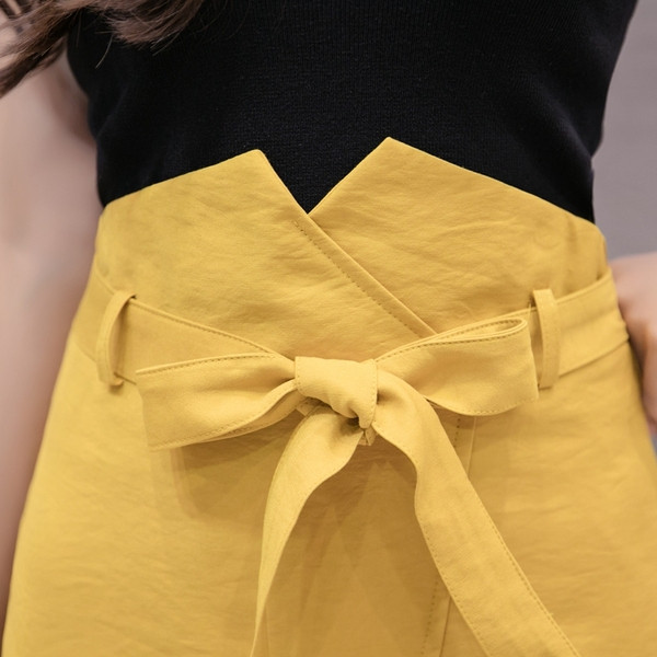 Uue mudeli kõrge vöökoha ja paelaga naiste seelik