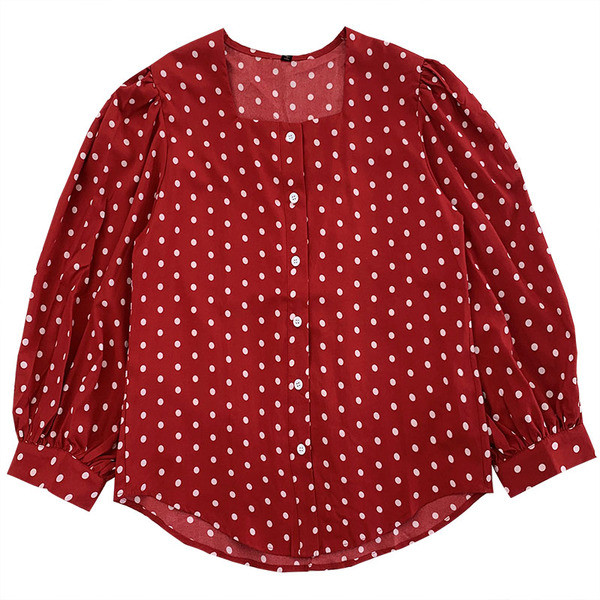 Cămașă de primăvară de damă cu buline cu decolteu pătrat + choker