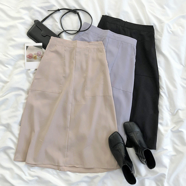 Ikdienas sieviešu svārki ar augstu vidukli un kabatām