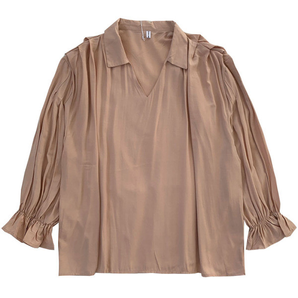 Plats sieviešu rozā krekls ar špica kakla izgriezumu