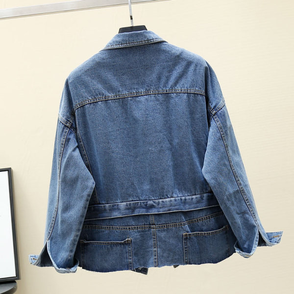 Tavaszi női farmerdzseki széles modell gyöngyökkel