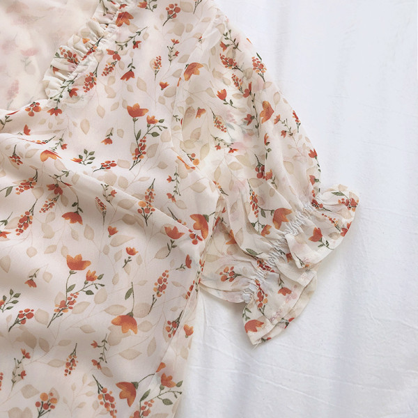 Cămașă de damă florală cu mâneci scurte și cravate