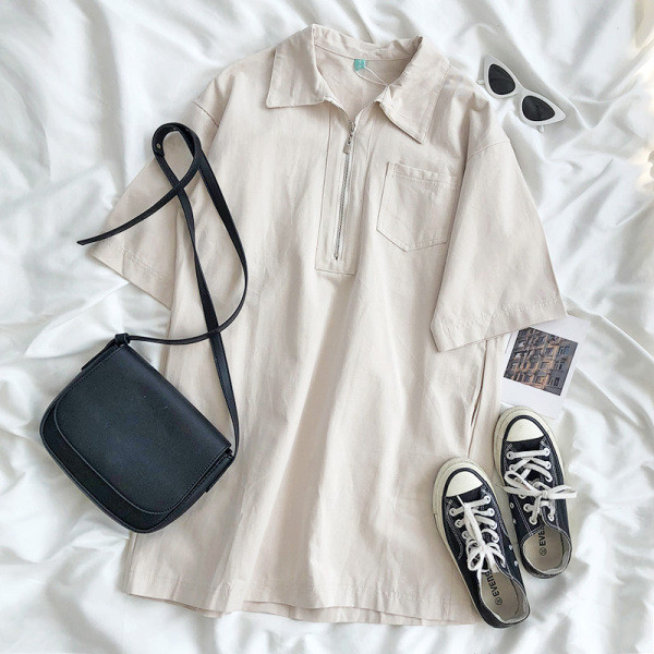 Bluza retro dama cu fermoar si buzunar