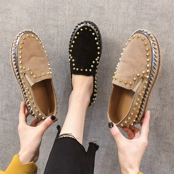 Mocasini moderni de dama cu talpa inalta si ochiuri metalice