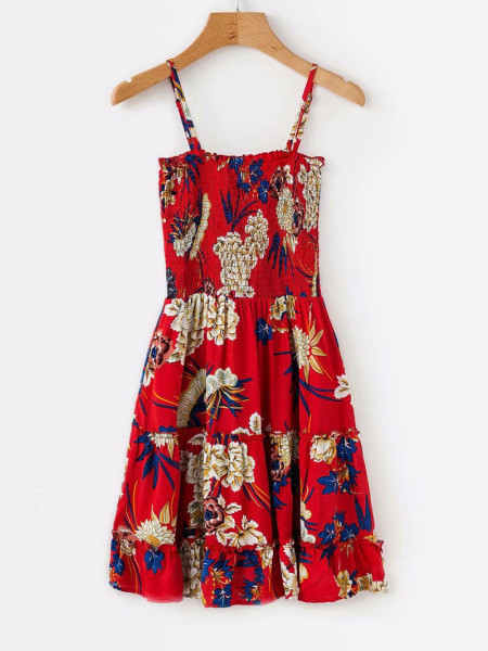 Rochie casual de dama scurta fara maneci cu model floral