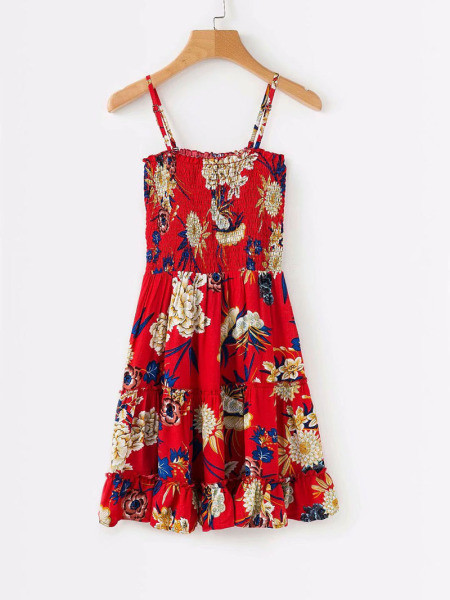 Rochie casual de dama scurta fara maneci cu model floral