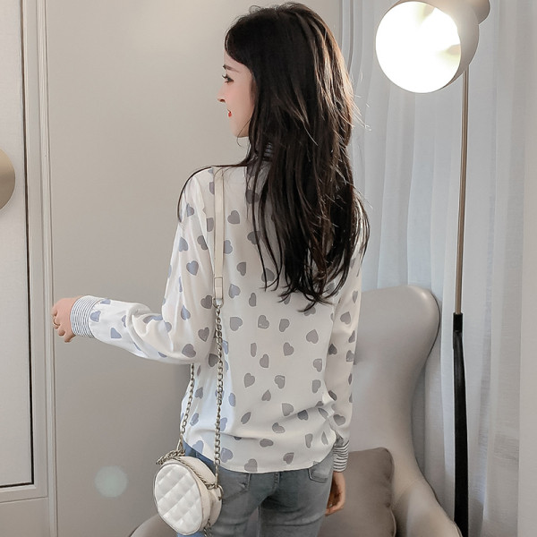 Camasa de dama model nou cu inimioare cu panglica si maneci lungi