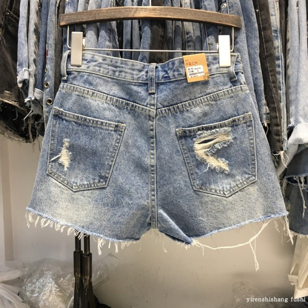 Női rövid farmer szoknya-nadrág gombokkal