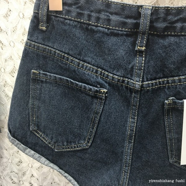 Ikdienas sieviešu šorti ar augstu vidukli zilā krāsā