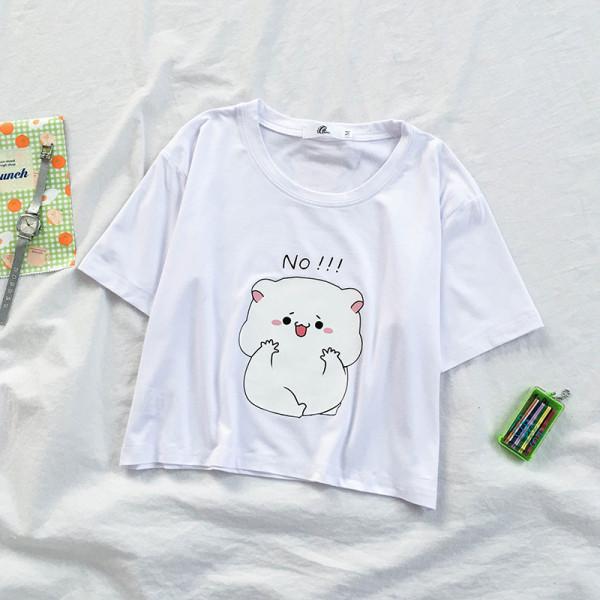 Tricou scurt de damă cu aplicație și mâneci scurte