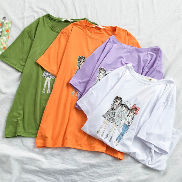 Tricou casual dama cu aplicatie si maneci scurte