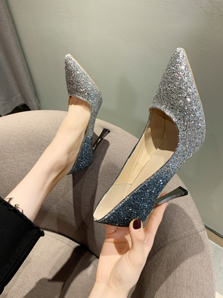 Pantofi eleganti de dama cu tocuri subtiri si pietre