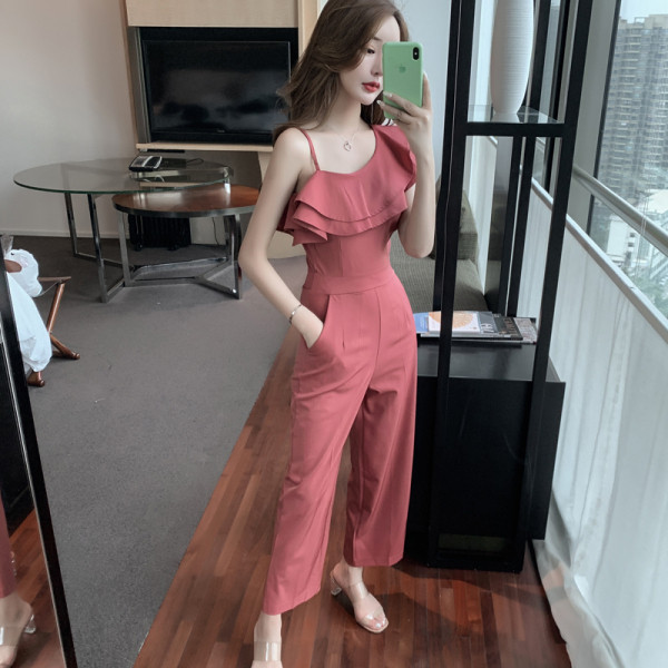 Modernus ilgas kombinezonas su garbanomis ir kišenėmis