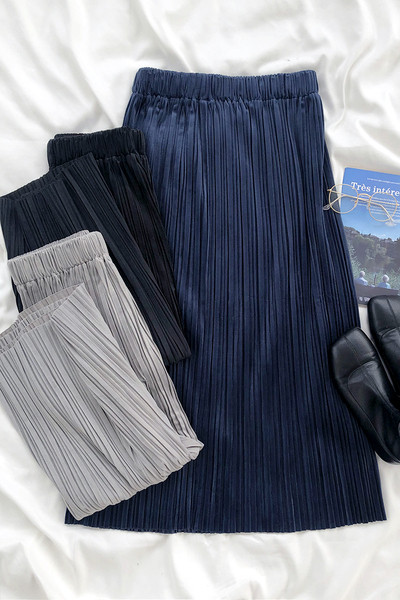 Fusta retro plisata din catifea cu talie inalta