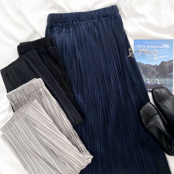 Fusta retro plisata din catifea cu talie inalta