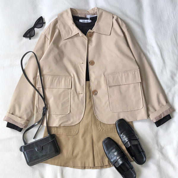 Geaca retro dama cu buzunare mari