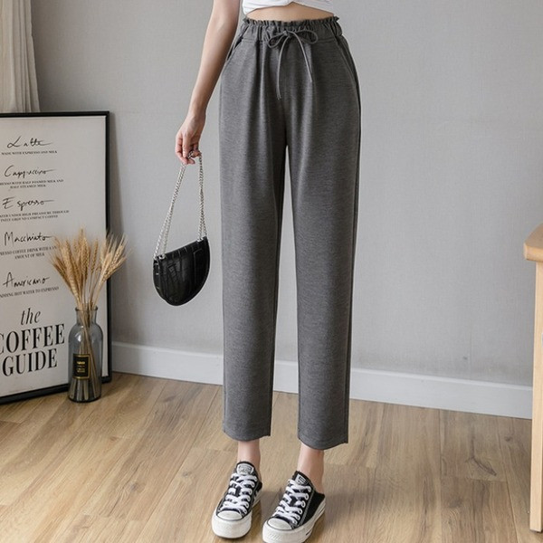 Sieviešu bikses ar saitēm un augstu vidukli