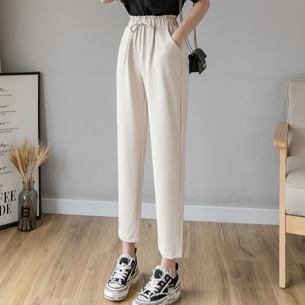 Sieviešu bikses ar saitēm un augstu vidukli