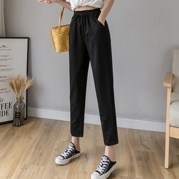 Sieviešu bikses ar saitēm un augstu vidukli