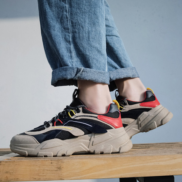 Tenisi casual barbatesti cu talpa plata din piele intoarsa ecologica