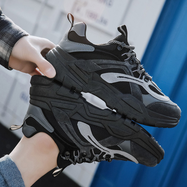 Tenisi casual barbatesti cu talpa plata din piele intoarsa ecologica