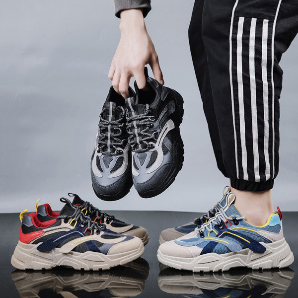 Tenisi casual barbatesti cu talpa plata din piele intoarsa ecologica