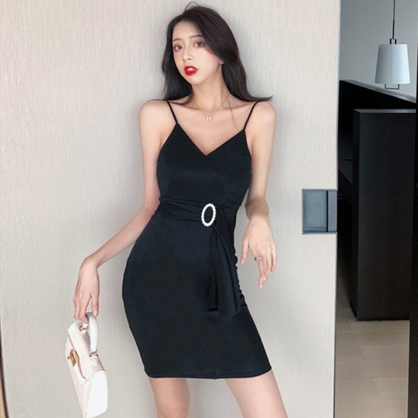 Rochie de dama molata, cu bretele subtiri si curea