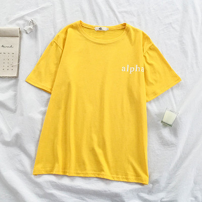 Tricou casual de dama cu inscriptie si maneci scurte