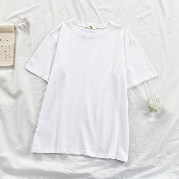 Tricou casual de dama cu inscriptie si maneci scurte