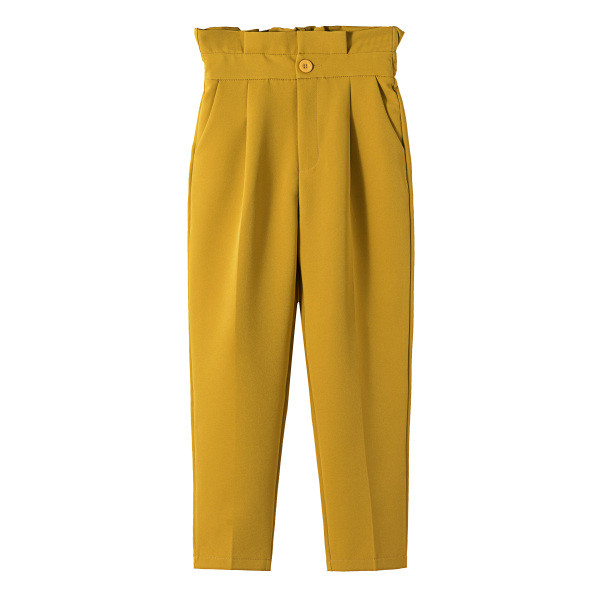 Stilingos moteriškos tiesios kelnės aukštu juosmeniu ir kišenėmis