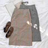 Rūtaini sieviešu garie svārki ar augstu vidukli