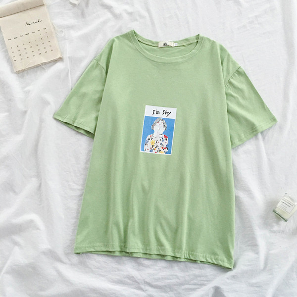 Modernūs moteriški marškinėliai su aplikacijomis ir ovalia iškirpte