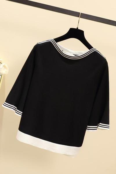 Moteriška palaidinė iš plono mezgimo su 3/4 rankovėmis ir dydžiai iki 4XL