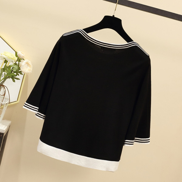 Moteriška palaidinė iš plono mezgimo su 3/4 rankovėmis ir dydžiai iki 4XL